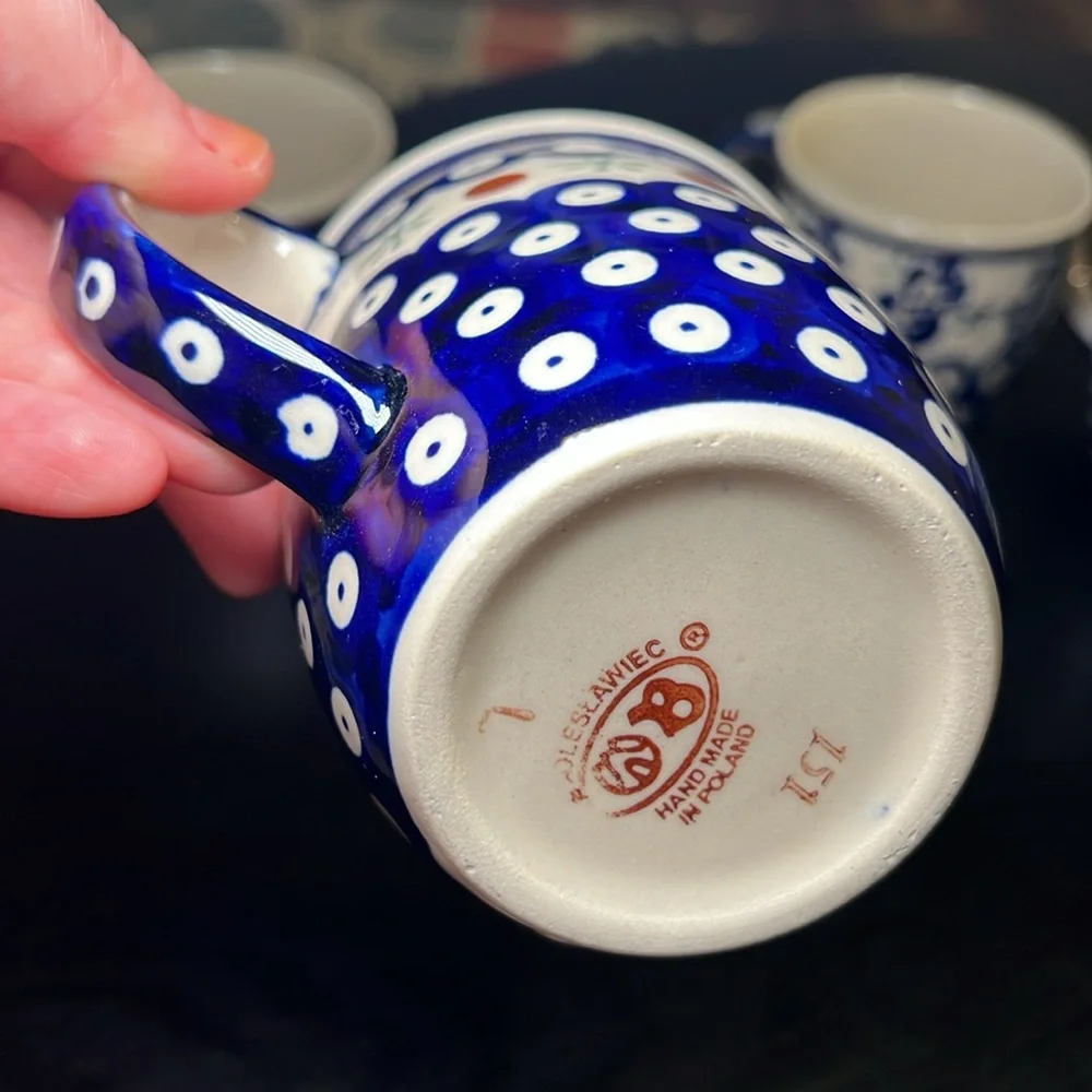 Boleslawiec Polish Pottery Tea Coffee Mugs Set of 4 - Picture 7 of 12